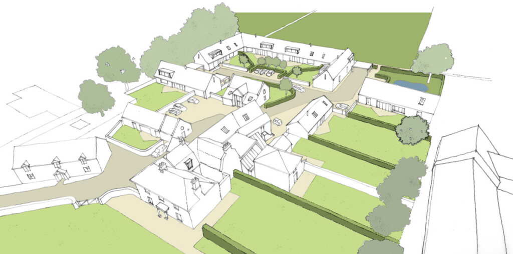 Design concept drawings of a development at Biddestone in Wiltshire