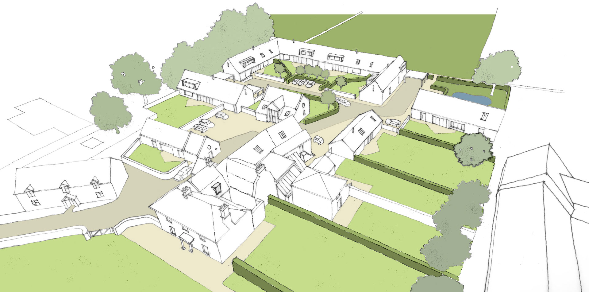 Sketch of development in Biddestone, Wiltshire