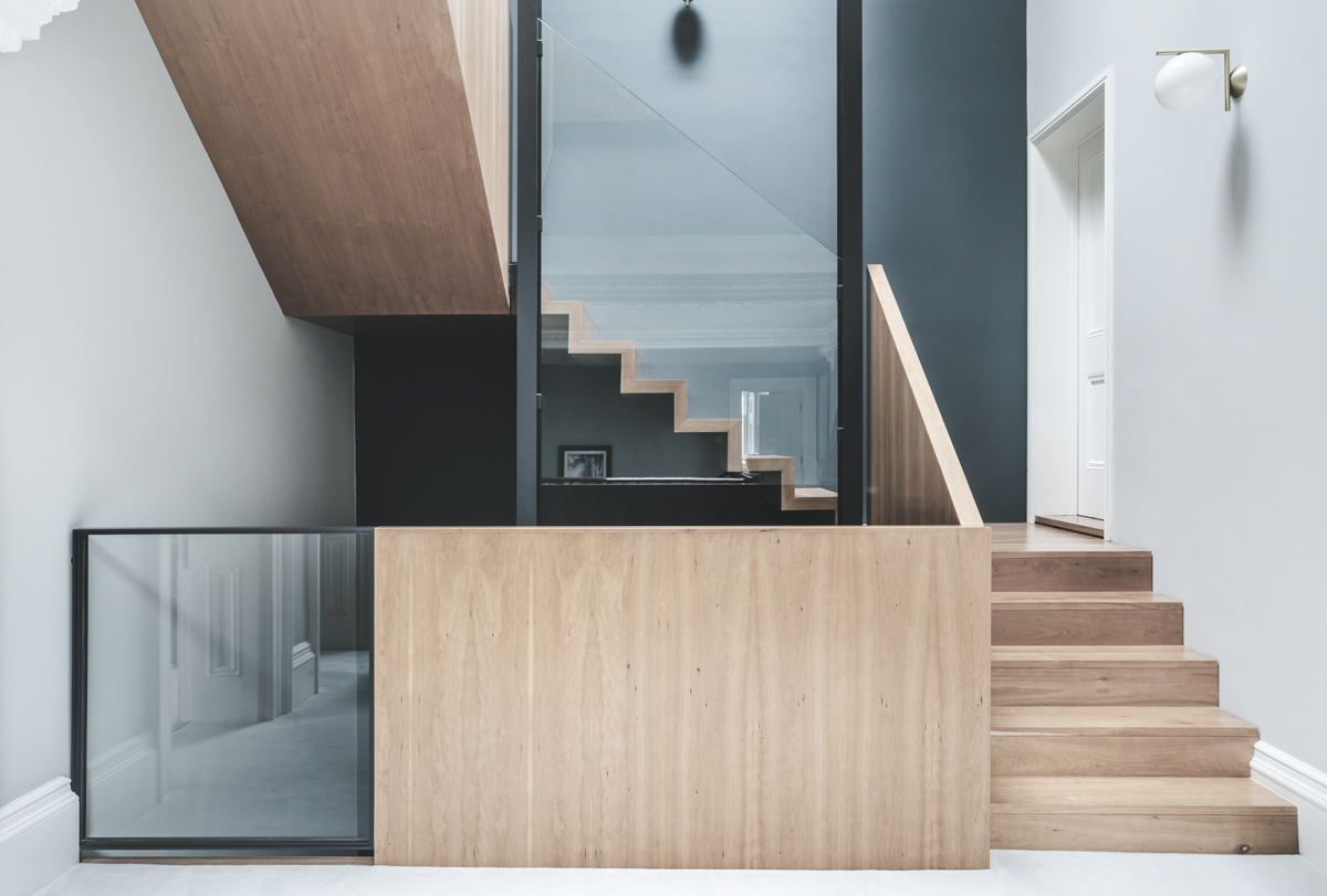 A modern staircase at Clifton Villa in Bristol