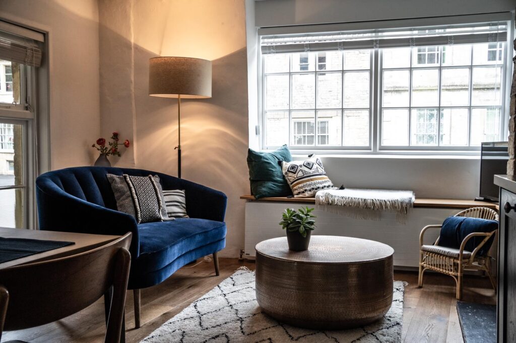 Sitting room interior at Marble Arch, Wiltshire