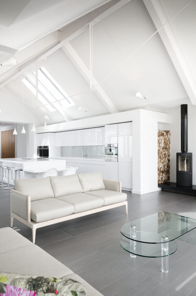 Open plan kitchen with living area at Stoke House in Bristol