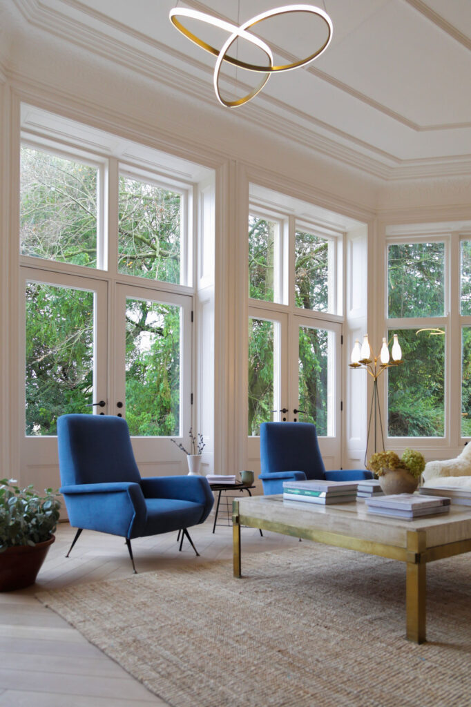 Sitting room interior at The Priory in Tetbury, Cotswolds