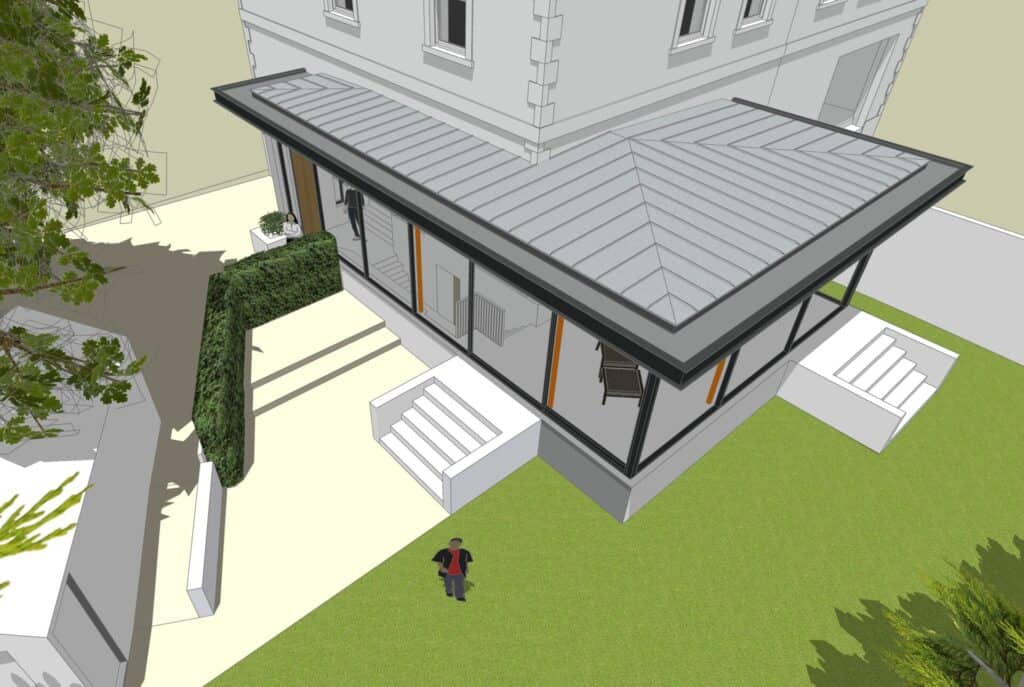 Aerial concept design of the extention at Victoria House. Bath